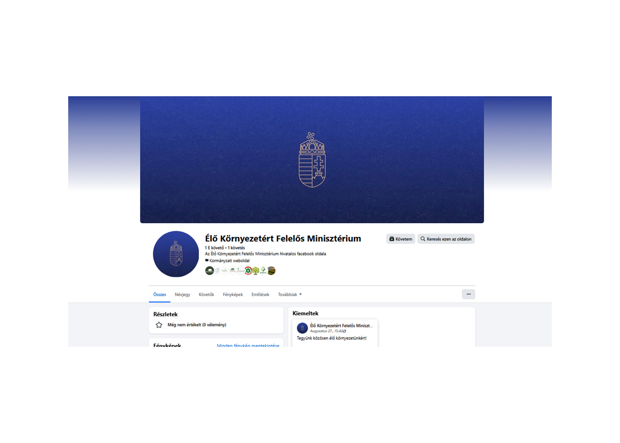 Elindult az Élő Környezetért Felelős Minisztérium hivatalos Facebook oldala!